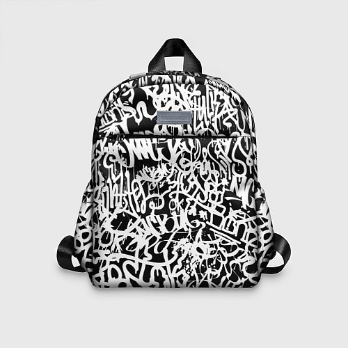 Детский рюкзак Graffiti white on black / 3D-принт – фото 1
