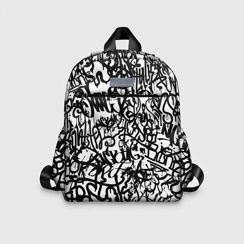Детский рюкзак Graffiti black on white / 3D-принт – фото 1