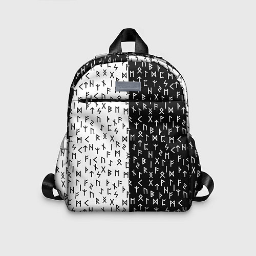 Детский рюкзак Руны чёрно-белое / 3D-принт – фото 1