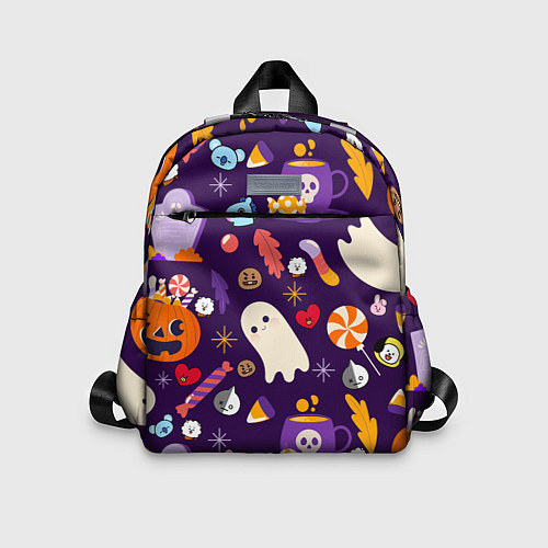 Детский рюкзак HALLOWEEN BTS BT21 PATTERN БТ21 БТС ХЕЛЛОУИН / 3D-принт – фото 1