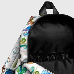 Детский рюкзак Морской паттерн с крабами и водорослями, цвет: 3D-принт — фото 2