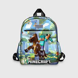 Детский рюкзак Майнкрафт на коне в березовом лесу, цвет: 3D-принт