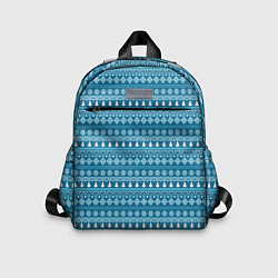 Детский рюкзак Новогодний узор сине-белого цвета, цвет: 3D-принт