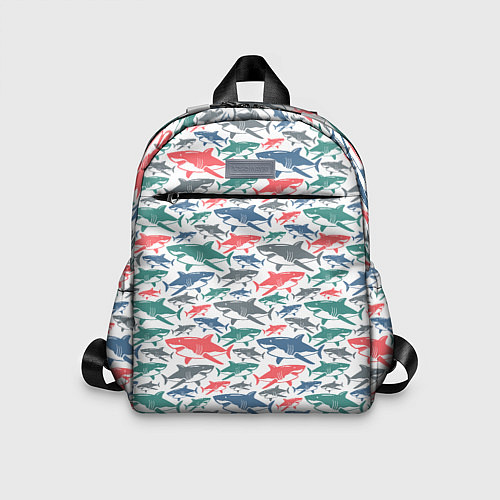 Детский рюкзак Разноцветные Акулы / 3D-принт – фото 1