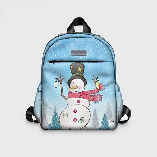 Детский рюкзак Снеговик в снежном дворике / 3D-принт – фото 1