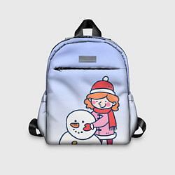 Детский рюкзак Девочка лепит снеговика, цвет: 3D-принт