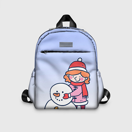 Детский рюкзак Девочка лепит снеговика / 3D-принт – фото 1