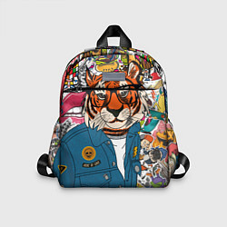 Детский рюкзак Стикербомбинг с тигром, цвет: 3D-принт