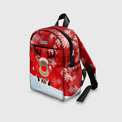 Детский рюкзак Новогодний Олень сидит в снегу, цвет: 3D-принт — фото 2