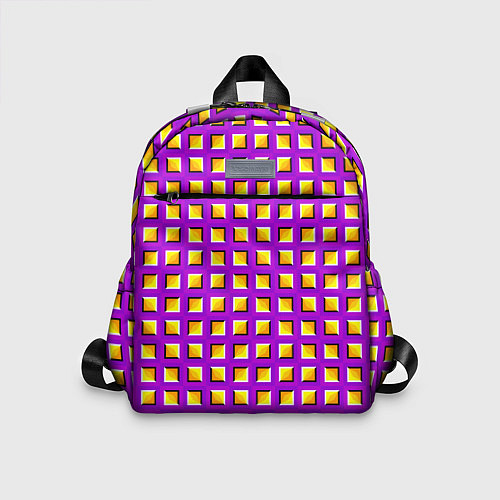 Детский рюкзак Фиолетовый Фон с Желтыми Квадратами Иллюзия Движен / 3D-принт – фото 1