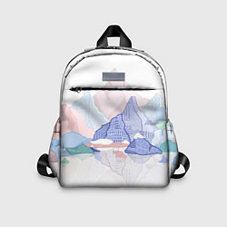 Детский рюкзак Разноцветные пастельные оттенки гор в отражении во