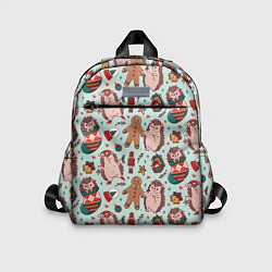Детский рюкзак Новогодний ёжик и щелкунчик, цвет: 3D-принт