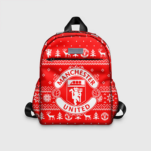 Детский рюкзак FC Manchester United: Новогодний узор / 3D-принт – фото 1