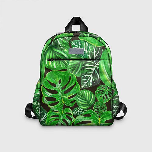 Детский рюкзак Тропические листья на темном фоне / 3D-принт – фото 1