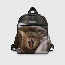 Детский рюкзак Зевающий кот на кровати, цвет: 3D-принт
