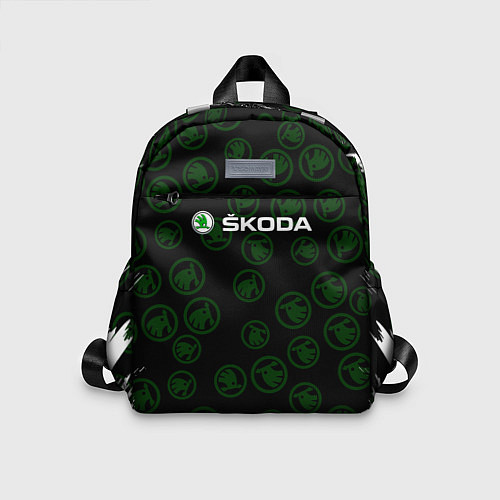 Детский рюкзак Skoda паттерн логотипов / 3D-принт – фото 1
