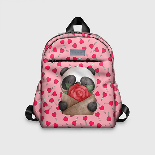 Детский рюкзак Панда с валентинкой день влюбленных / 3D-принт – фото 1
