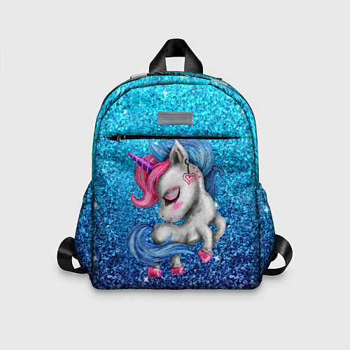 Детский рюкзак Единорог синие блестки / 3D-принт – фото 1