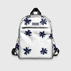 Детский рюкзак Синие ромашки на белом фоне, цвет: 3D-принт