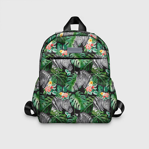 Детский рюкзак Зебра и листья / 3D-принт – фото 1