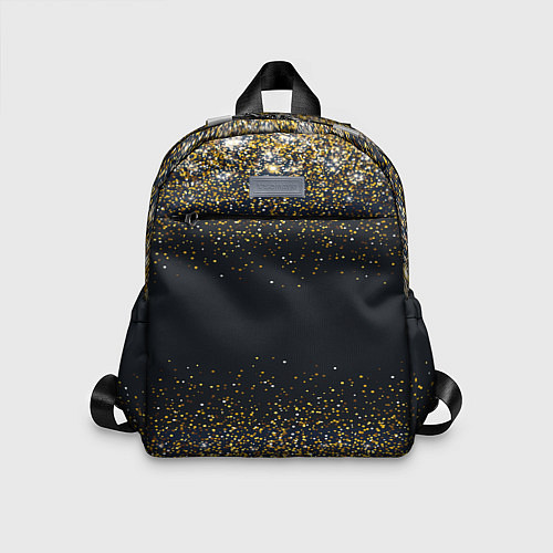 Детский рюкзак Золотые блестки на темном фоне Сияющий глиттер, бл / 3D-принт – фото 1