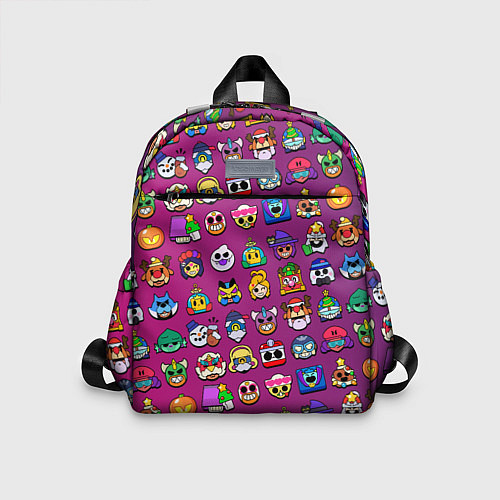 Детский рюкзак Значки на скины Бравл Старс Brawl Розовыйградиент / 3D-принт – фото 1