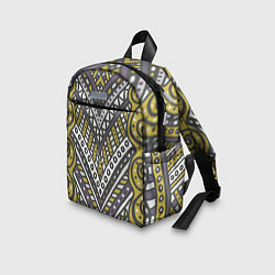Детский рюкзак Абстрактный узор в стиле дудл Желтый, серый и белы, цвет: 3D-принт — фото 2