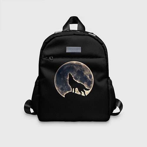 Детский рюкзак Силуэт волка под луной / 3D-принт – фото 1