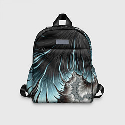 Детский рюкзак Черно-бирюзовый фрактал Абстракция, цвет: 3D-принт