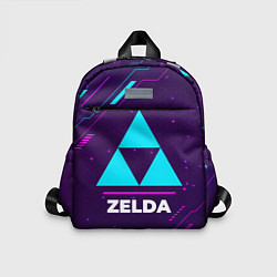 Детский рюкзак Символ Zelda в неоновых цветах на темном фоне