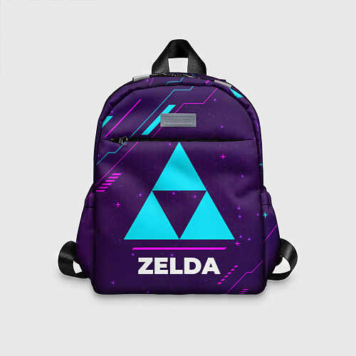 Детский рюкзак Символ Zelda в неоновых цветах на темном фоне / 3D-принт – фото 1