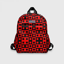 Детский рюкзак ТЕКСТУРНЫЕ КРАСНО ЧЕРНЫЕ КВАДРАТЫ, цвет: 3D-принт