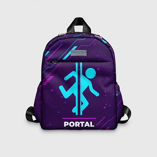 Детский рюкзак Символ Portal в неоновых цветах на темном фоне / 3D-принт – фото 1
