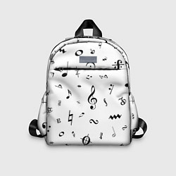 Детский рюкзак Нотные Знаки Черные на Белом, цвет: 3D-принт
