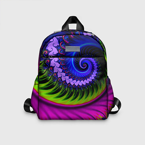 Детский рюкзак Разноцветная неоновая спираль Абстракция Multicolo / 3D-принт – фото 1