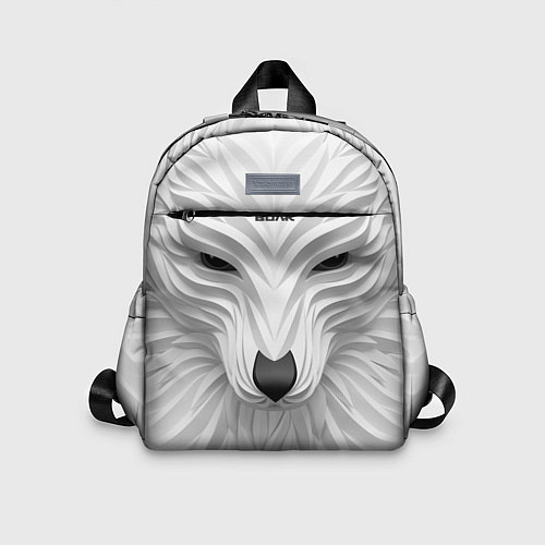 Детский рюкзак Волк белый - с надписью / 3D-принт – фото 1