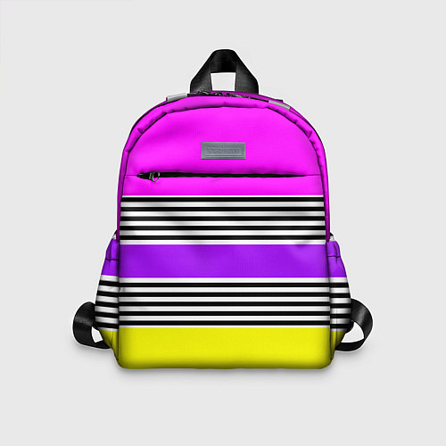 Детский рюкзак Яркие неоновые полосы в сочетании с черно-белыми п / 3D-принт – фото 1