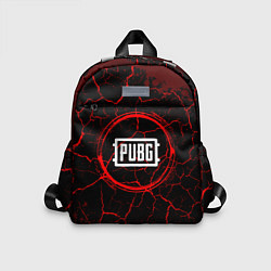 Детский рюкзак Символ PUBG и краска вокруг на темном фоне