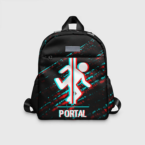 Детский рюкзак Portal в стиле Glitch Баги Графики на темном фоне / 3D-принт – фото 1