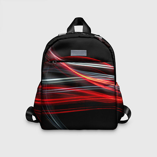 Детский рюкзак Волнообразные линии неона - Красный / 3D-принт – фото 1