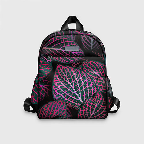 Детский рюкзак Неоновые листья цветов - Розовый / 3D-принт – фото 1