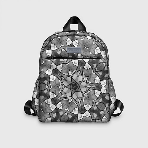 Детский рюкзак Черно-белый геометрический мозаичный узор / 3D-принт – фото 1