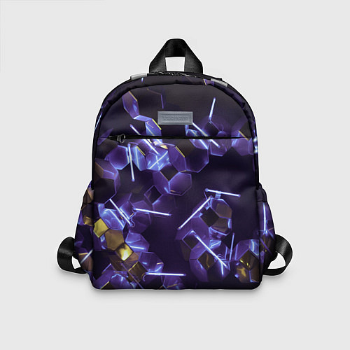 Детский рюкзак Неоновые фигуры с лазерами - Фиолетовый / 3D-принт – фото 1