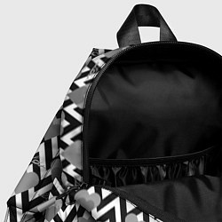 Детский рюкзак Черно белый узор зигзаг с сердцами и надписями Люб, цвет: 3D-принт — фото 2