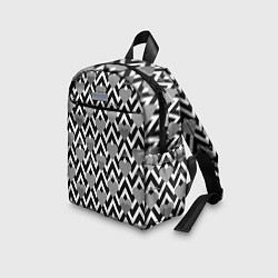 Детский рюкзак Черно белый узор зигзаг с сердцами и надписями Люб, цвет: 3D-принт — фото 2