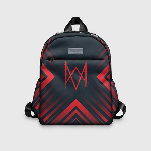 Детский рюкзак Красный Символ Watch Dogs на темном фоне со стрелк / 3D-принт – фото 1