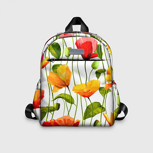 Детский рюкзак Волнообразный узор из цветков мака Лето / 3D-принт – фото 1