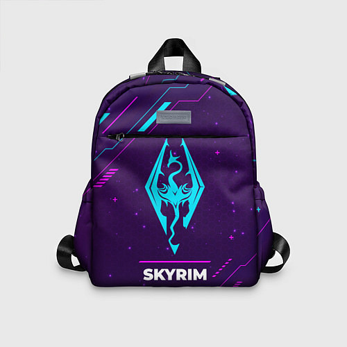 Детский рюкзак Символ Skyrim в неоновых цветах на темном фоне / 3D-принт – фото 1