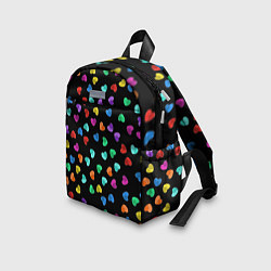 Детский рюкзак Сердечки разноцветные на черном, цвет: 3D-принт — фото 2