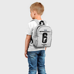 Детский рюкзак Символ Rainbow Six на светлом фоне с полосами, цвет: 3D-принт — фото 2
